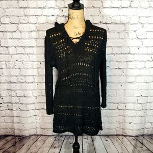 Black Hooded Sweater Size Large